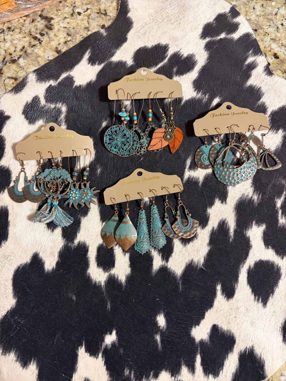 Turquoise & Copper Boho Earring Sets - 15 Pairs